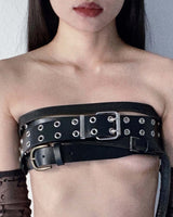 Triple-buckle Leather Belt Top